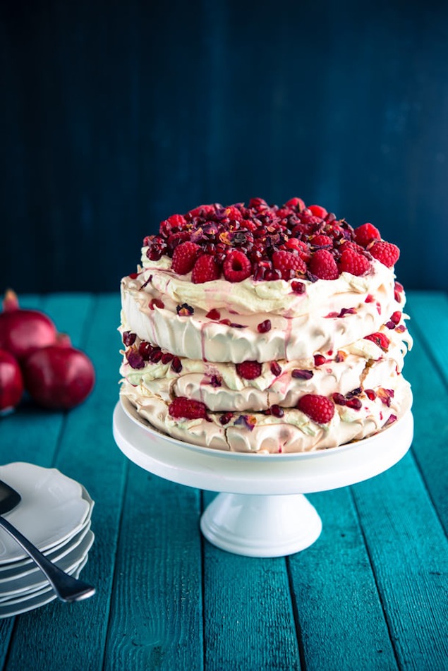 Pomegranate Raspberry Pavlova