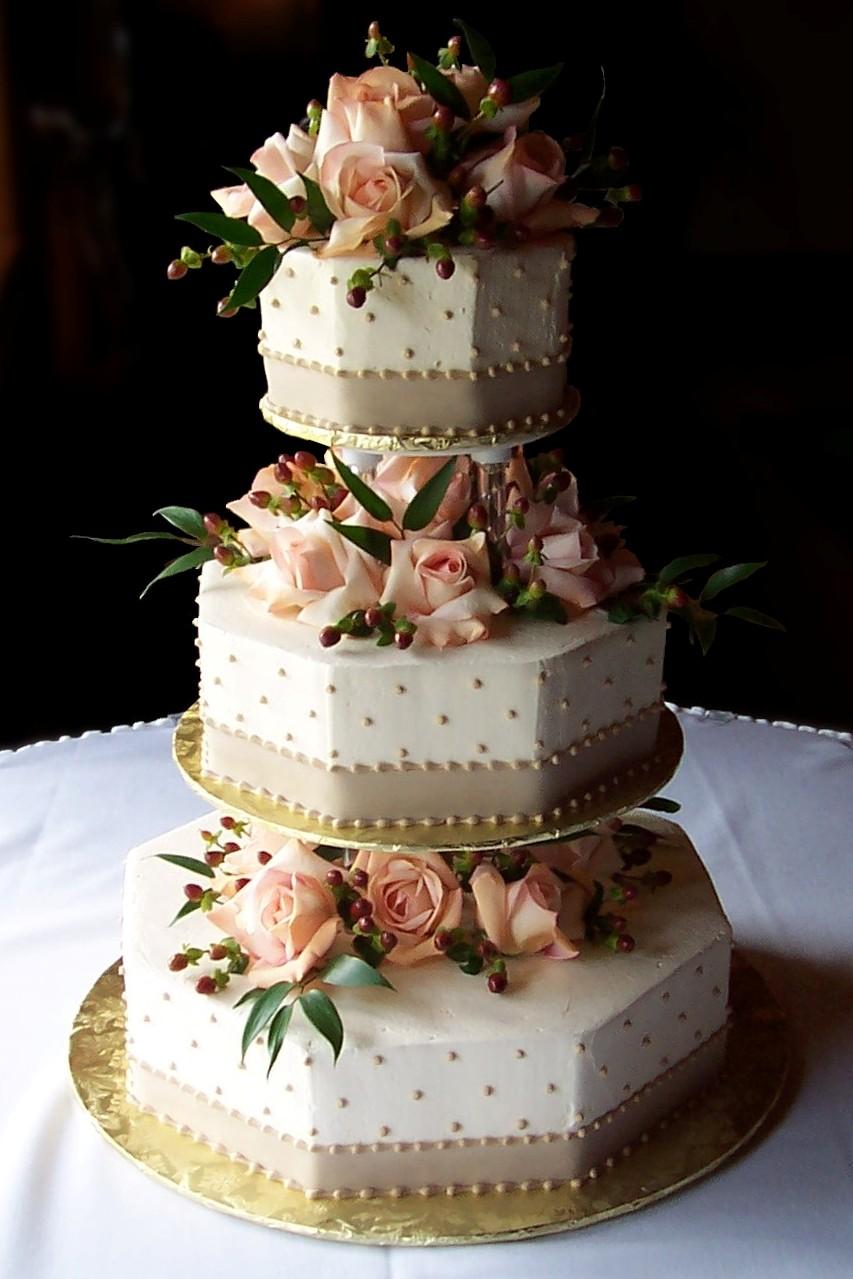 Taupe and Gold Wedding Cake