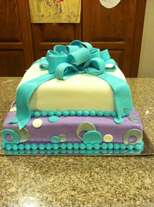 Turquoise and Purple Birthday Cake