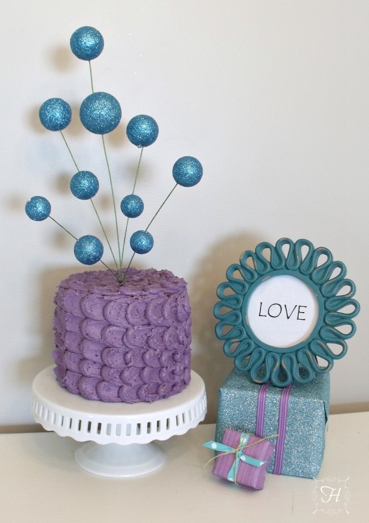 Turquoise and Purple Birthday Cake