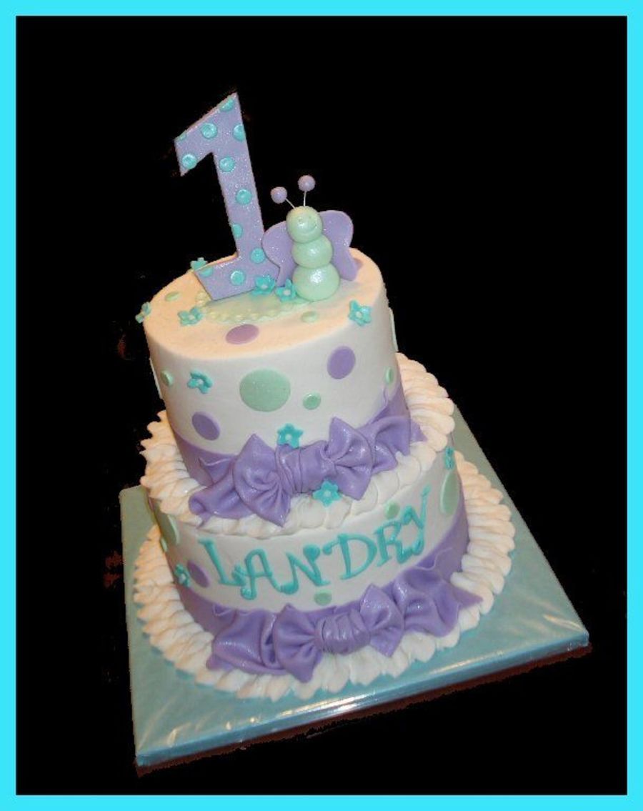 Turquoise and Purple Birthday Cake