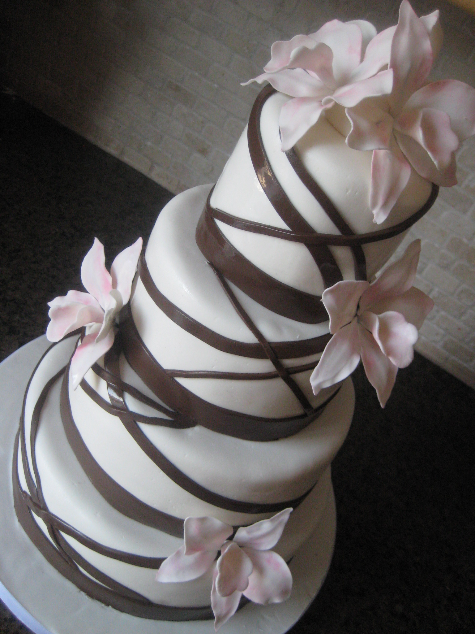 Chocolate Brown and White Wedding Cake