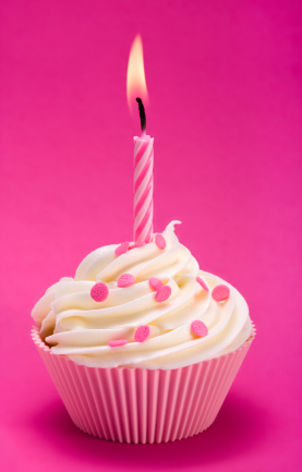 Happy Birthday Pink Cupcake Candle