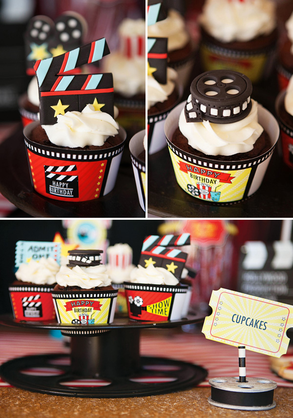 9 Movie Party Cupcakes Photo - Movie Themed Cupcake Toppers, Movie ...