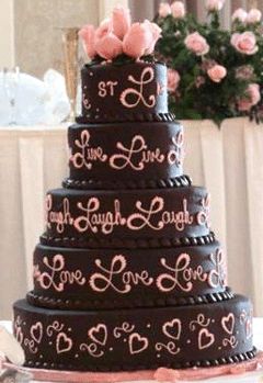 Pink and Brown Wedding Cake