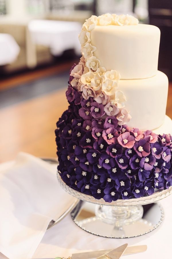 Purple Ombre Flower Wedding Cake