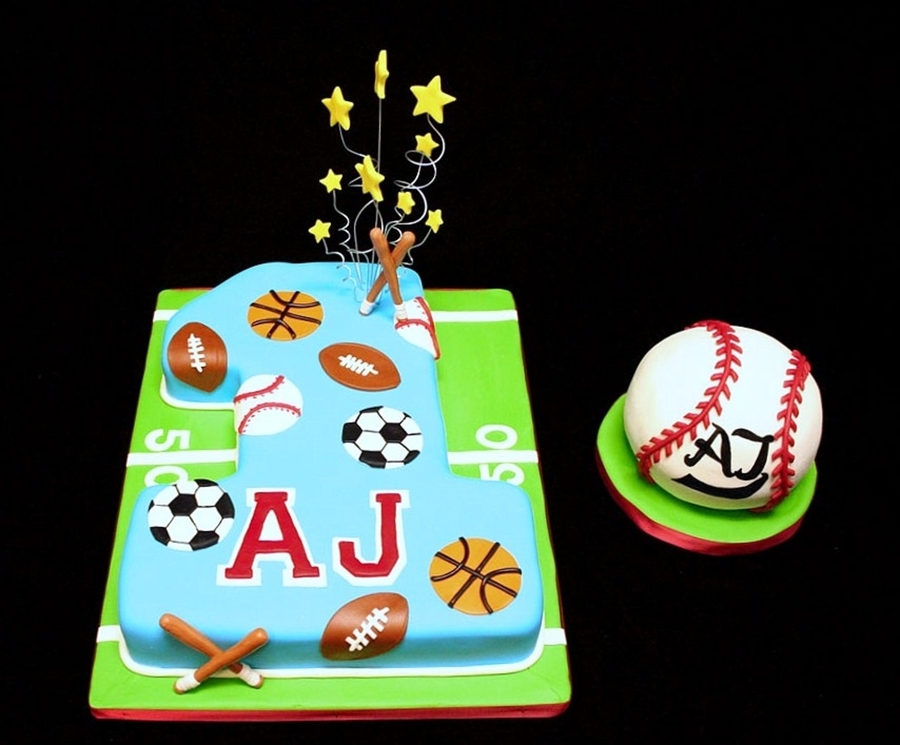 Sports 1st Birthday Cake