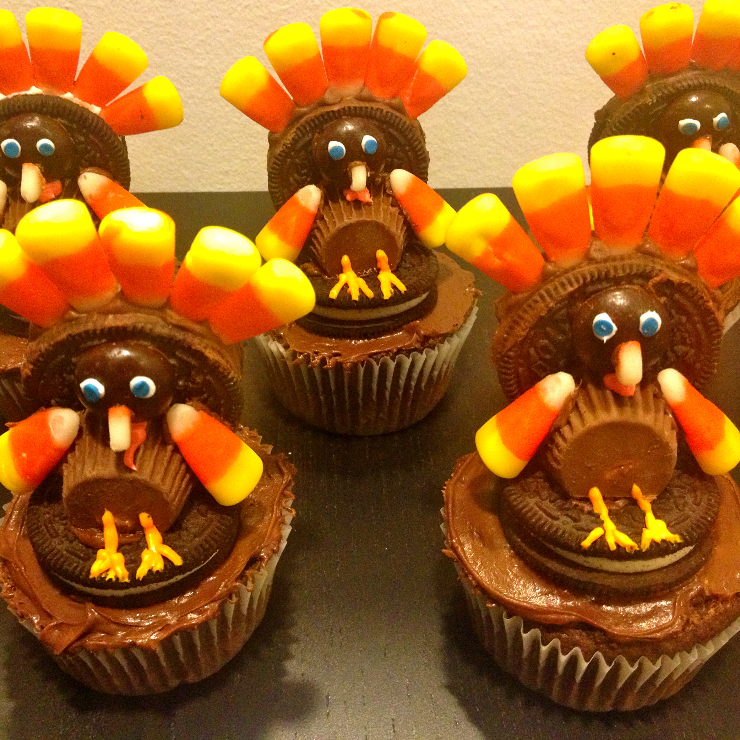 Turkey Cupcakes with Candy Corn