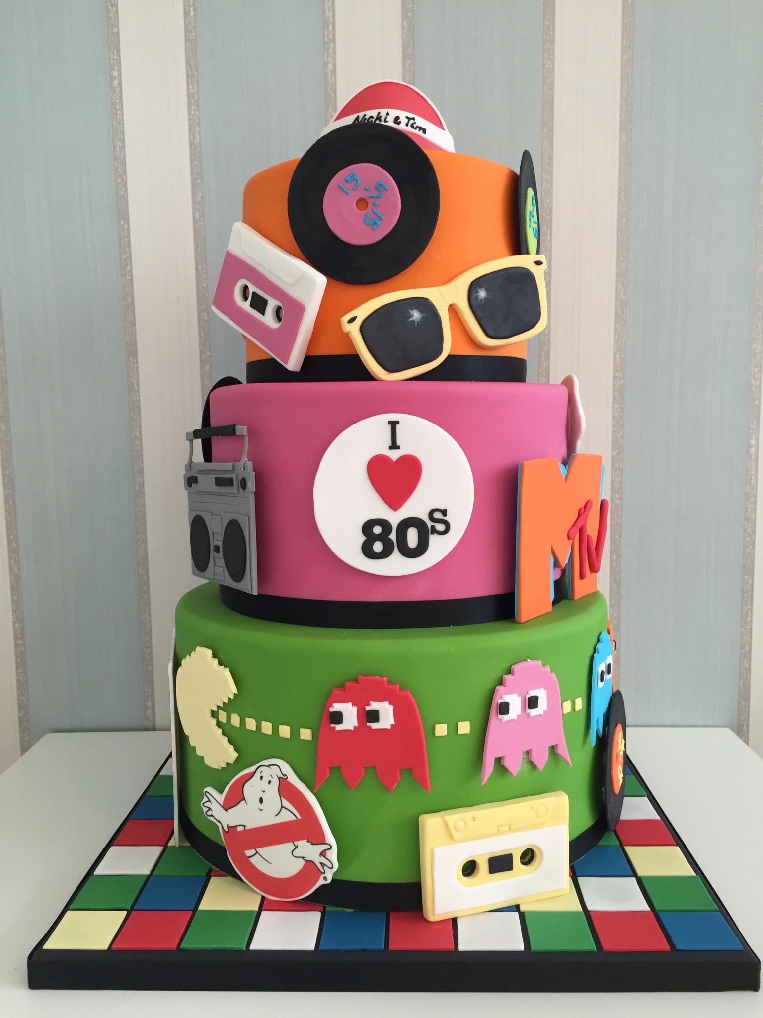 80s Themed Wedding Cake