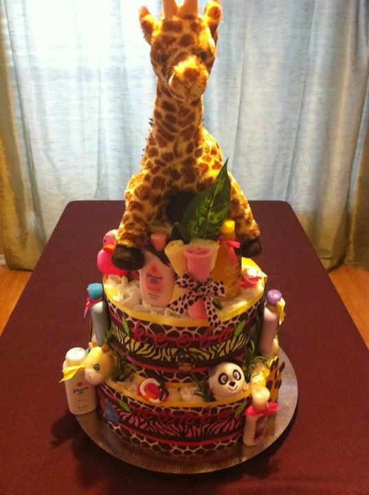 Baby Girl Jungle Theme Diaper Cake