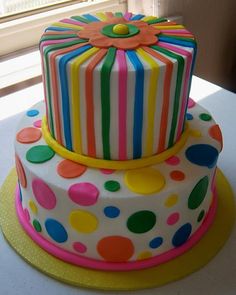 Birthday Cake with Polka Dots and Stripes