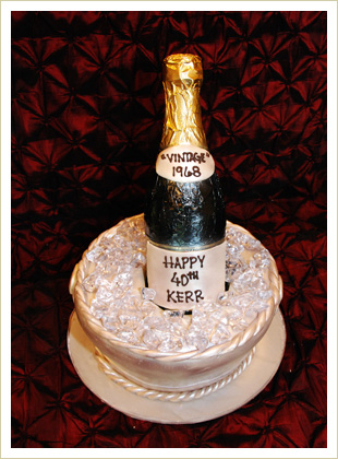 Birthday Cake with Wine Bottle