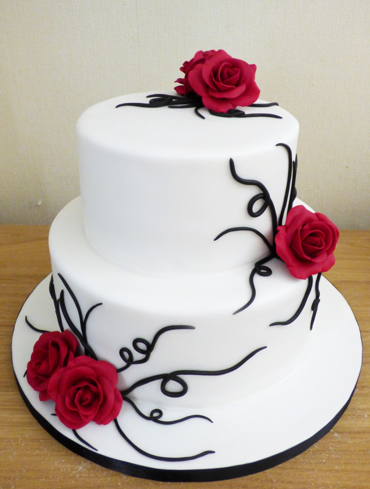 Black and White 2 Tier Wedding Cakes