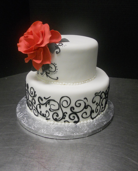 Black and White 2 Tier Wedding Cakes