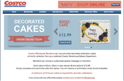 Costco Cake Order Form