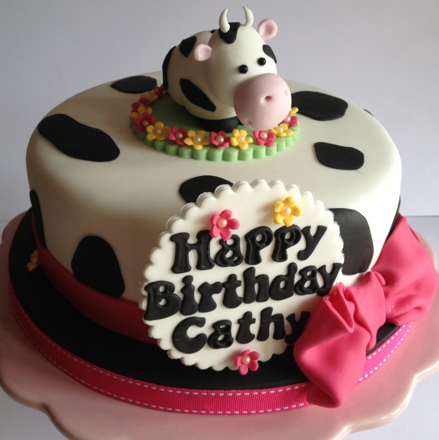 Cow Themed Birthday Cake