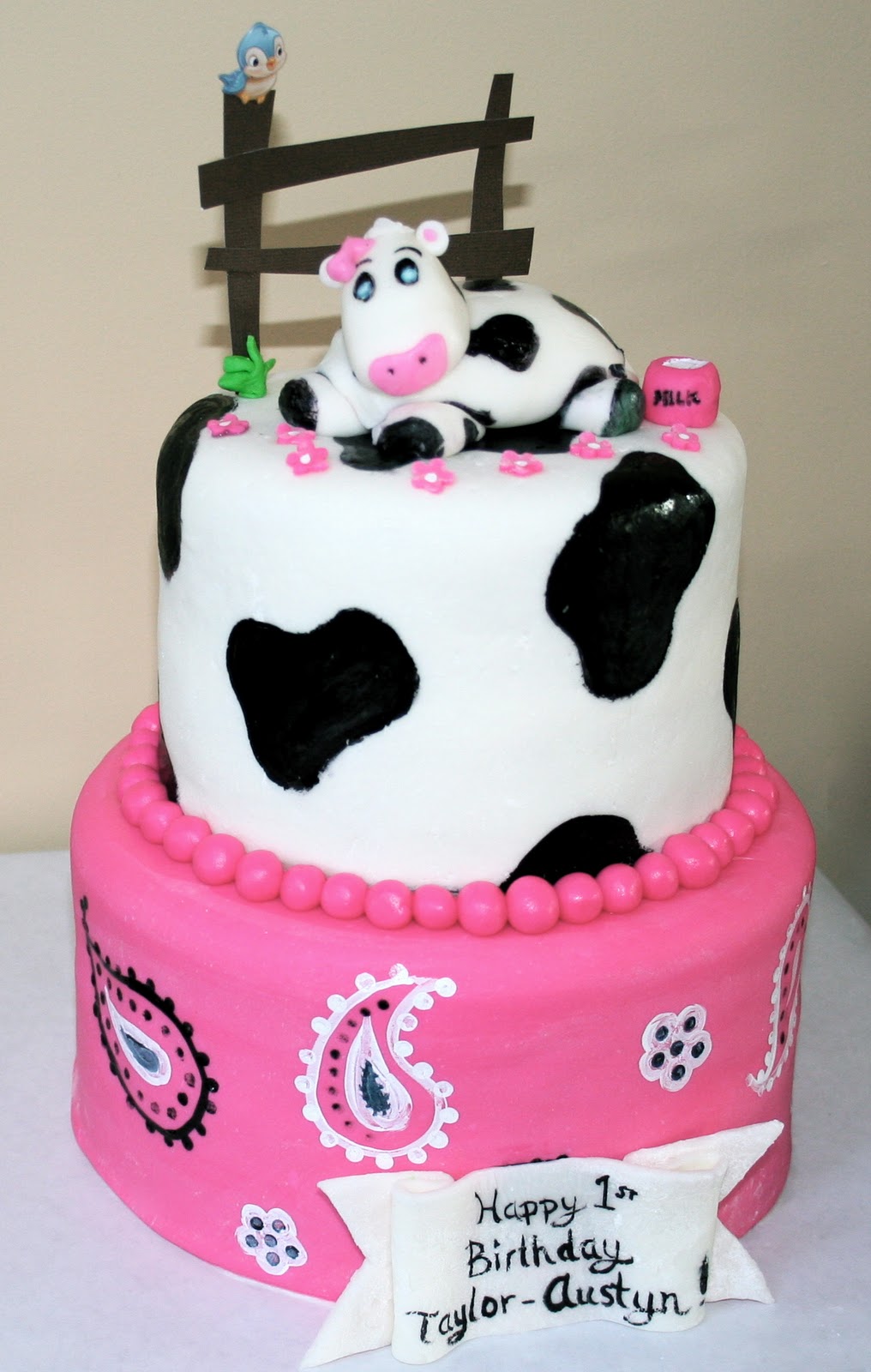 Cow Themed First Birthday Cake