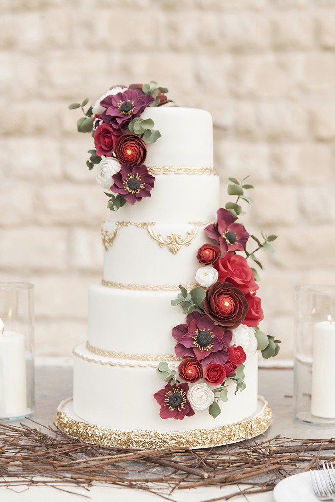 Marsala Wedding Cake Blush and Gold