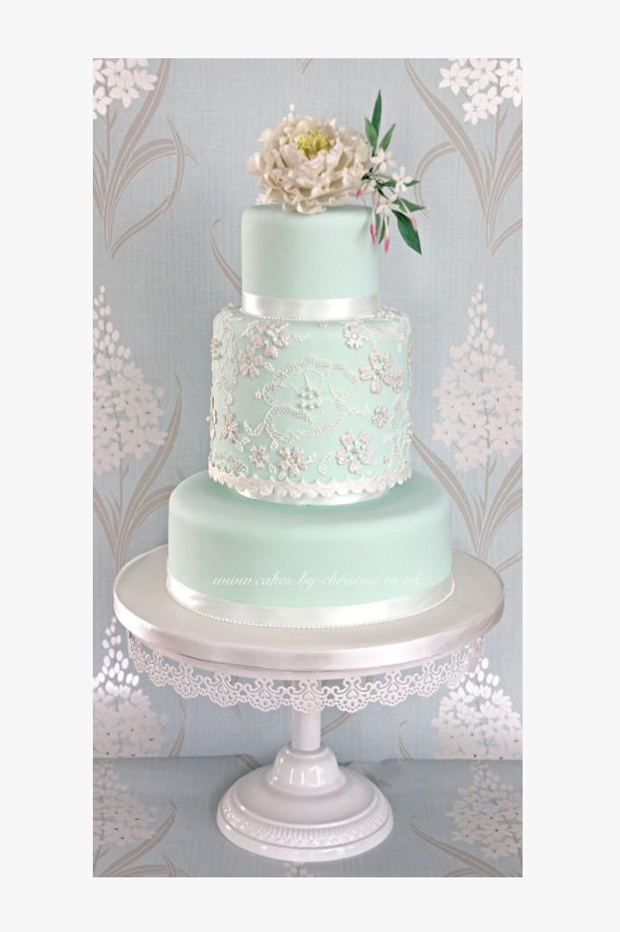 Mint and Gold Wedding Cake