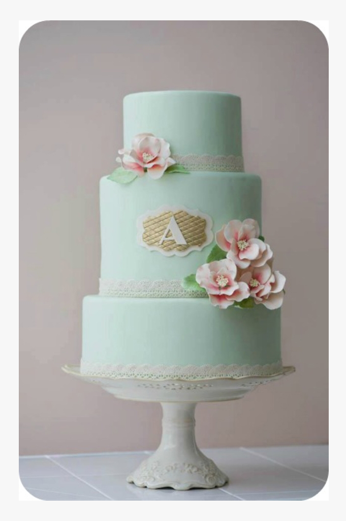 Mint Green and Gold Wedding Cake