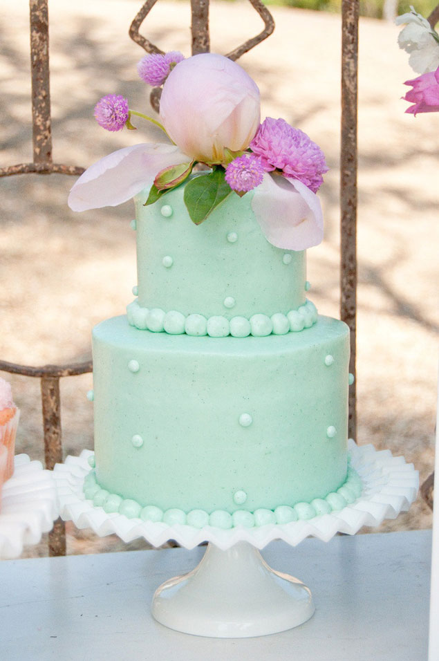 Mint Green and Lavender Wedding Cake