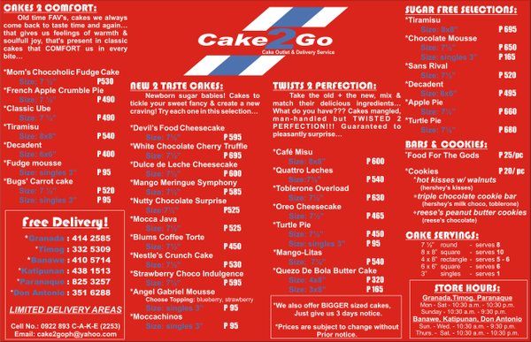 Red Ribbon Cake Philippines Price List