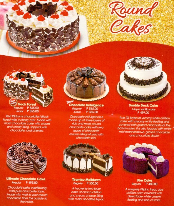 Red Ribbon Cake Philippines Price List