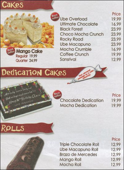 Red Ribbon Cake Prices