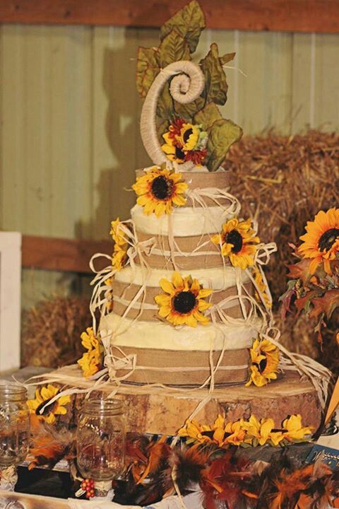 Rustic Country Wedding Sunflower Cake