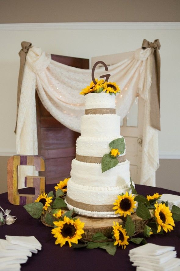 Rustic Sunflower Wedding Cake