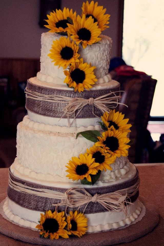 Rustic Sunflower Wedding Cake