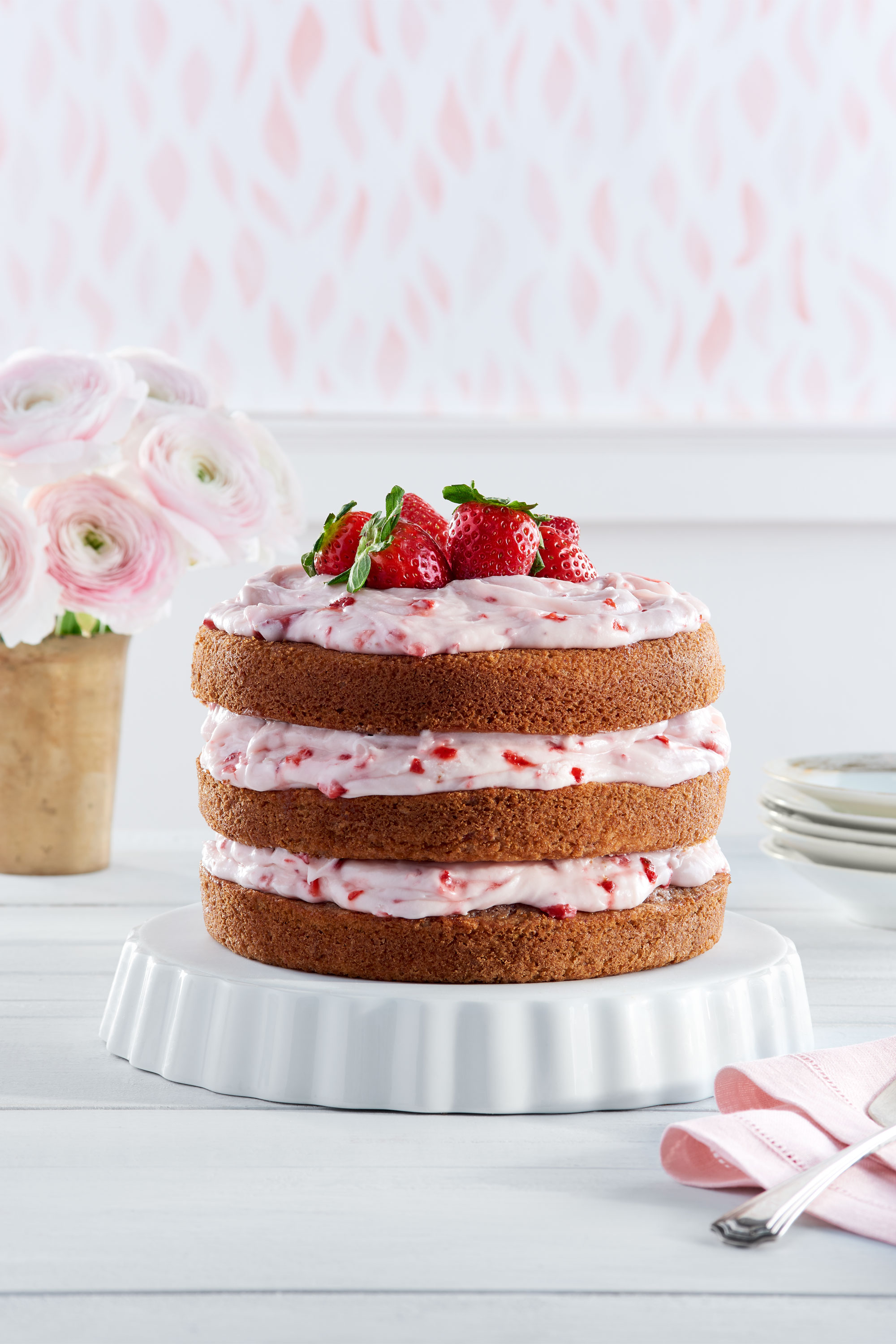 Strawberry Cake with Cream Cheese Frosting Recipe