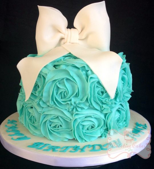 Tiffany Blue Rosette Cake