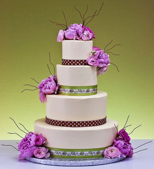 Wedding Cake with Flowers