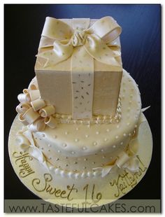 White and Gold 50th Birthday Cake