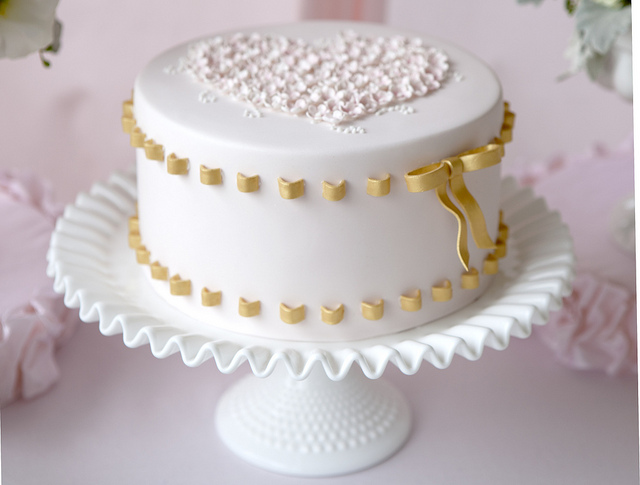 Birthday Cake with Gold Ribbon