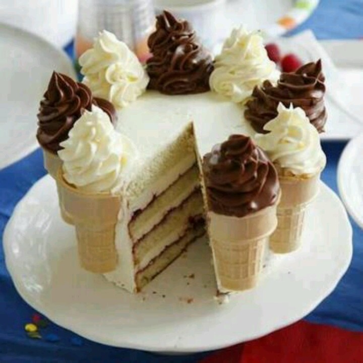 Cake with Ice Cream Cones