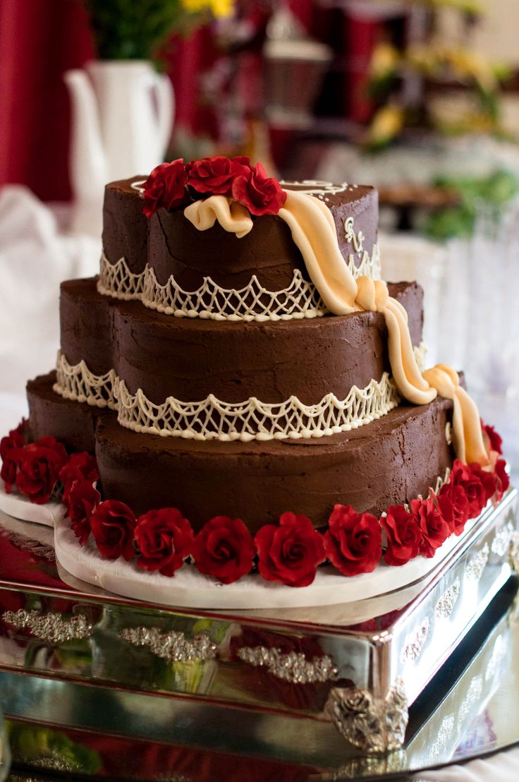 Chocolate Heart Shaped Wedding Cake