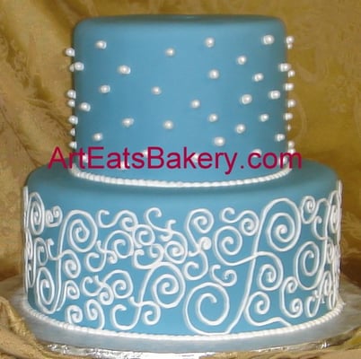 Elegant Two Tier Blue Birthday Cakes