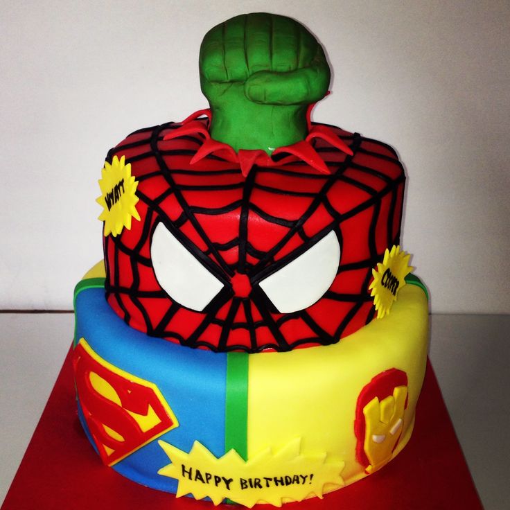 Iron Man Hulk Captain America Spider-Man Cake