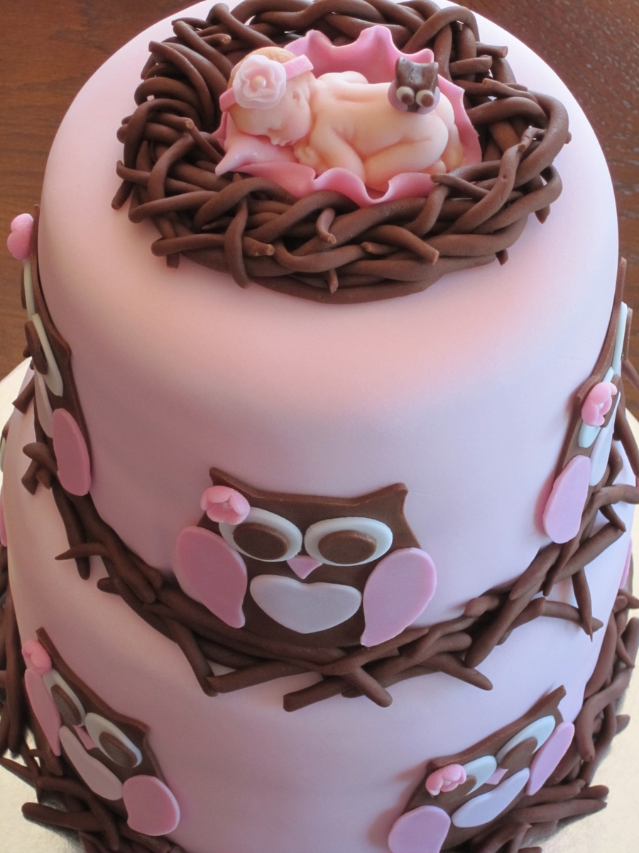 Owl Baby Shower Cake