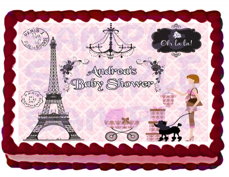 Paris Themed Baby Shower Cake