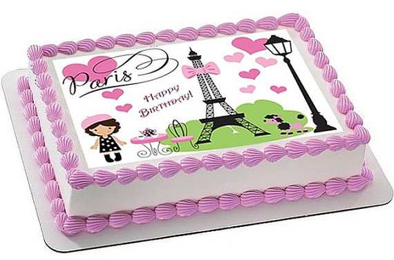 Paris Themed Birthday Sheet Cakes