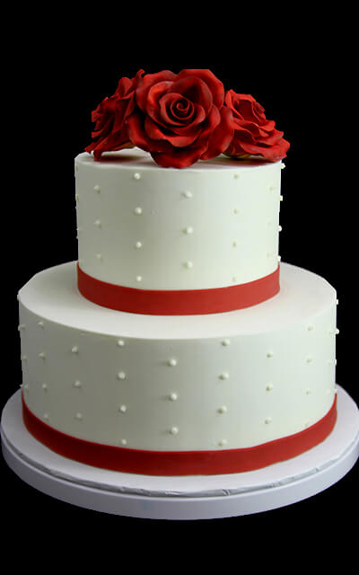 Small Wedding Cakes with Red Roses