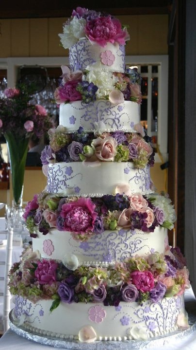 Spring Flowers Wedding Cake