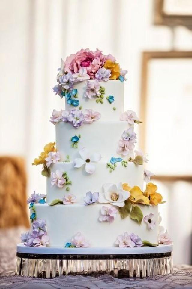 Spring Wedding Cake with Flowers