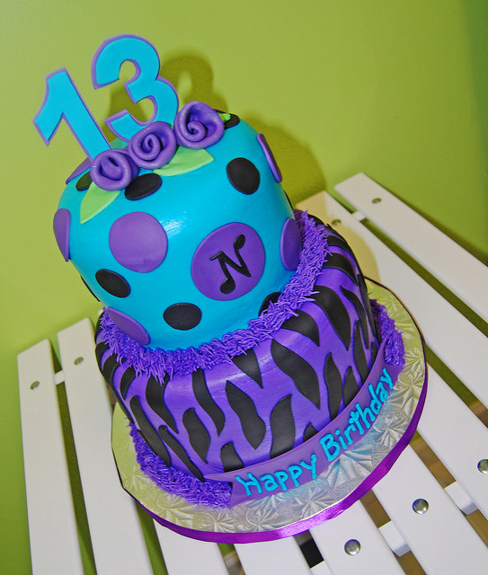 Turquoise and Purple Girl Birthday Cake