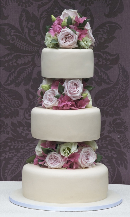 Wedding Cake Flowers Between Tiers