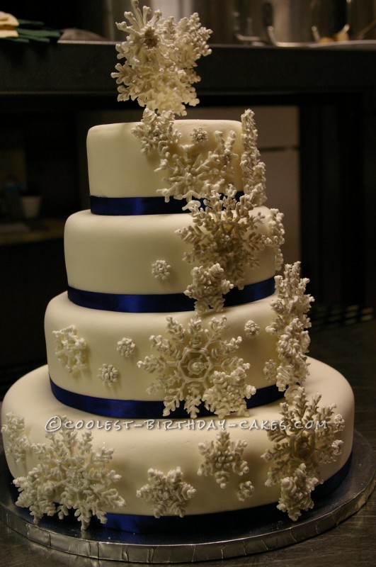 Wedding Cake with Snow Flakes