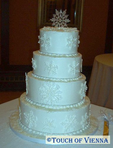 Wedding Cake with Snow Flakes